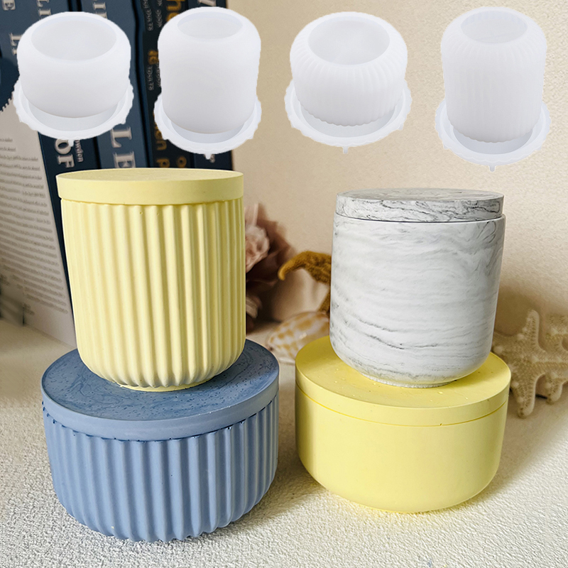 Potsticker Mold - Cement Kaarspot Siliconen Mal Met Deksel